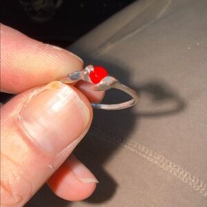 Source Unknown Silver Ring with Vibrant Red Stone